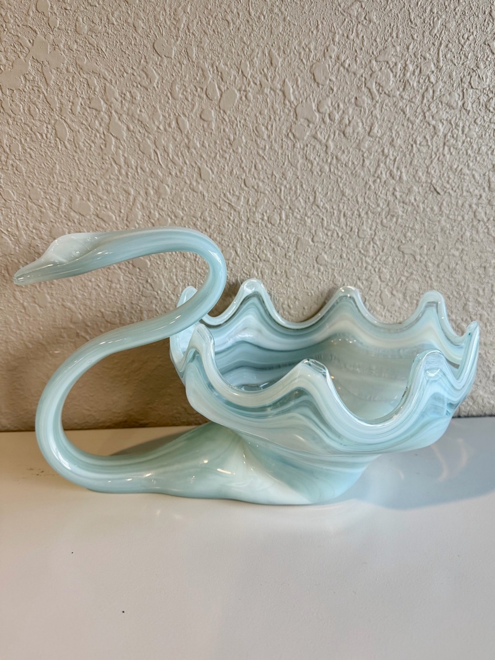 Vintage Hand Blown Murano Glass Swan Bowl